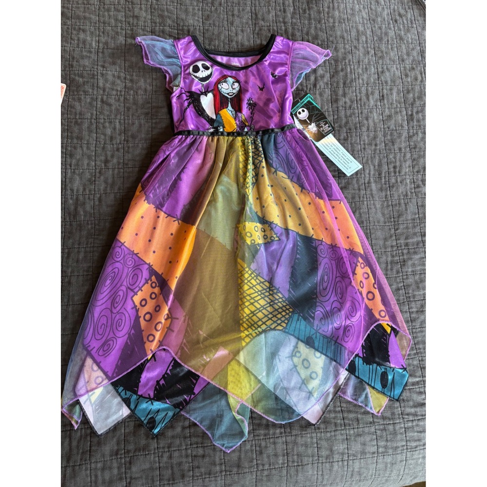 Disney Nightmare Before Christmas Jack Sally Patchwork Dress Girls XS 4/5 NWT